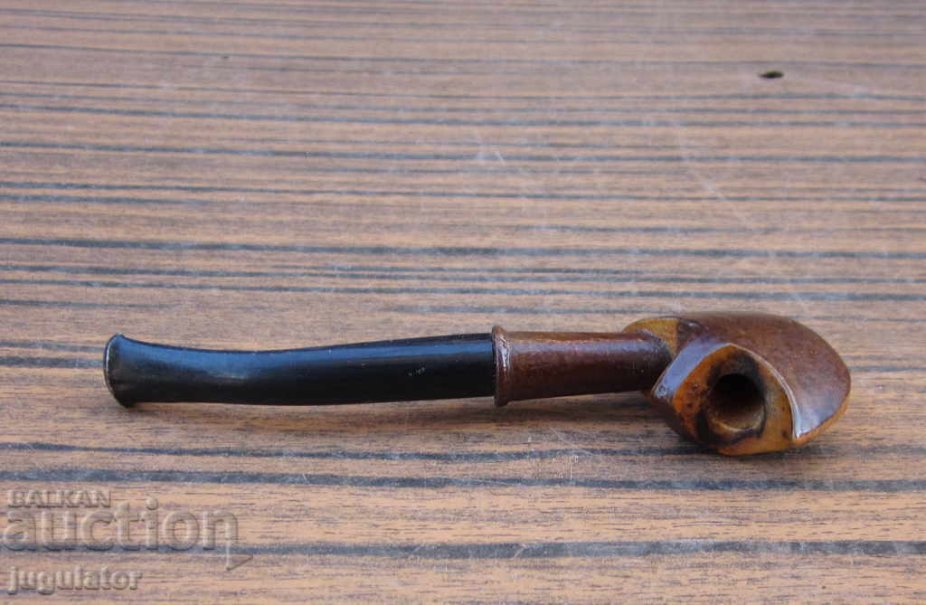 Old antique National Revival cigarette holder pipe in the shape of a traditional leather shoe (tsarvul) - 6