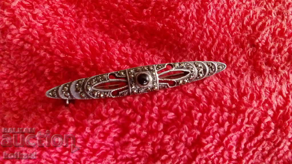 Old silver hallmarked brooch with semi-precious stones with price 65.50 BGN | € 33.49 Old silver hallmarked brooch with semi-precious stones with price 65.50 BGN | € 33.49