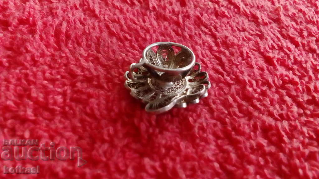 Delivery of Old silver pendant filigree cup spoon saucer coffee Delivery of Old silver pendant filigree cup spoon saucer coffee