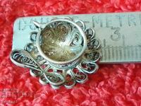 Παλιό ασημένιο μενταγιόν φιλιγκράν φλιτζάνι κουτάλι πιατάκι καφέ