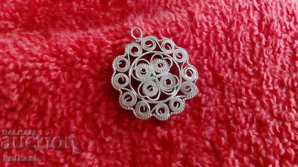 Old silver filigree pendant - 6