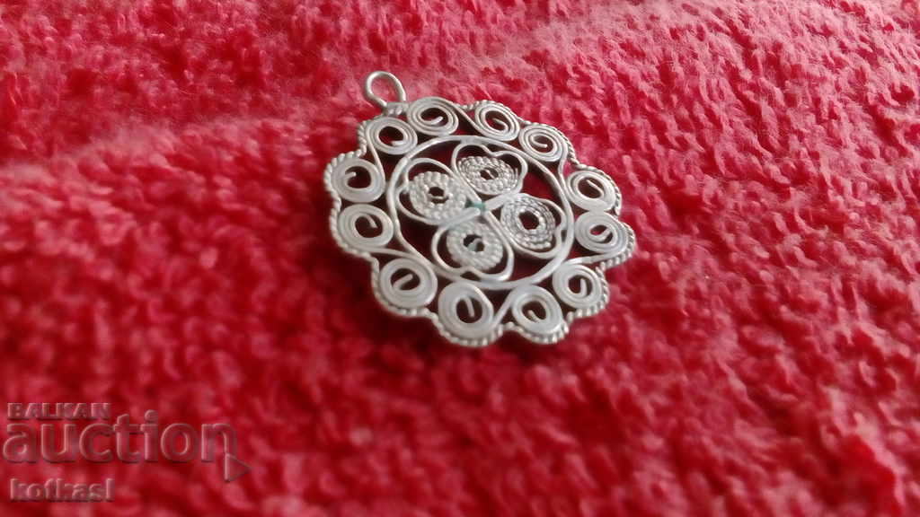 Old silver filigree pendant - 7