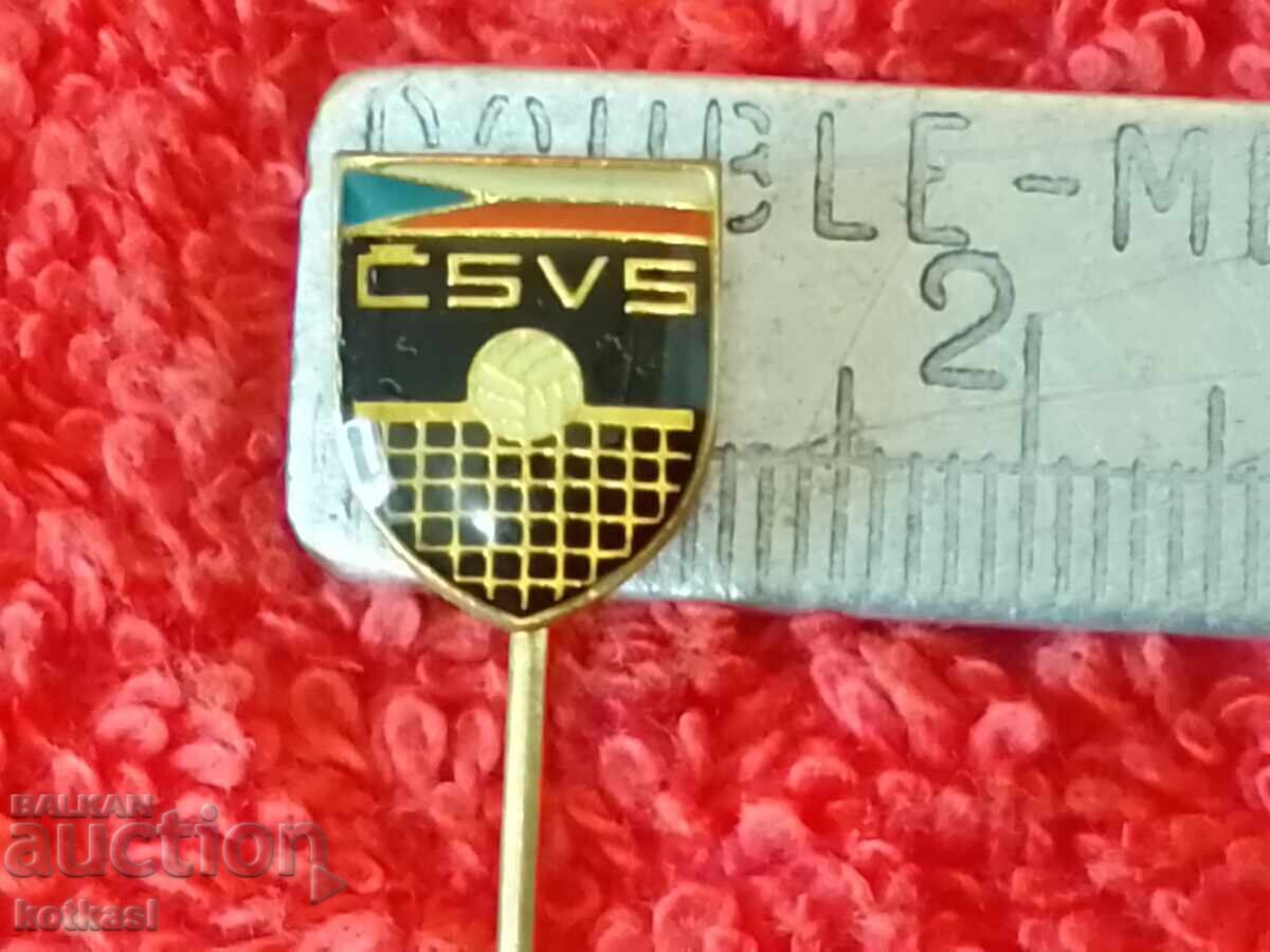 Old Solid Bronze Pin Sports Badge Volleyball Old Solid Bronze Pin Sports Badge Volleyball