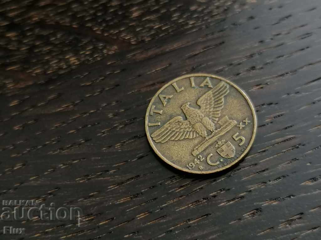 Монета - Италия - 5 чентесими | 1942г.