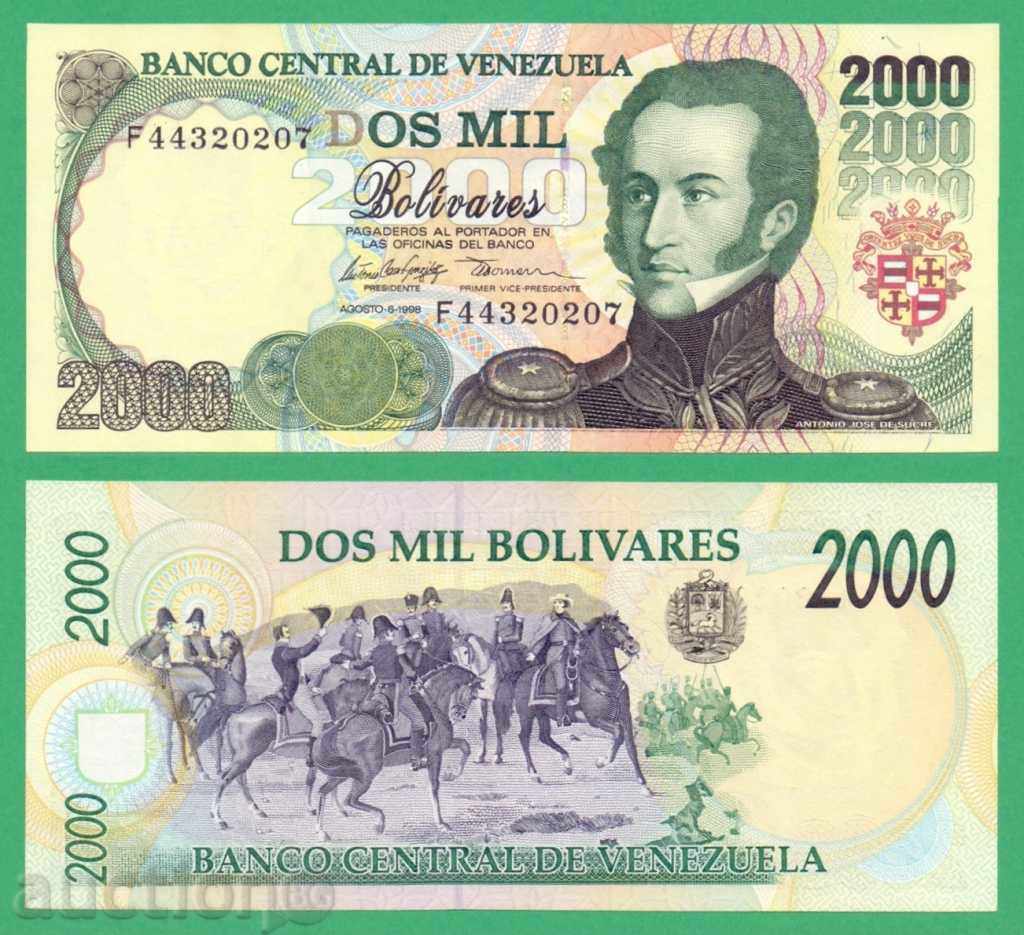 (¯ '' •. Venezuela 2000 Bolívar 1998 UNC • • • • •)