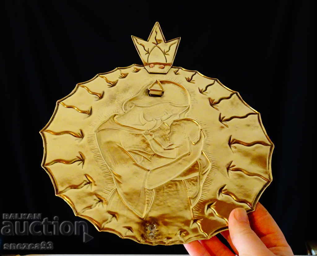 Antique brass icon of the Virgin Mary. - 5
