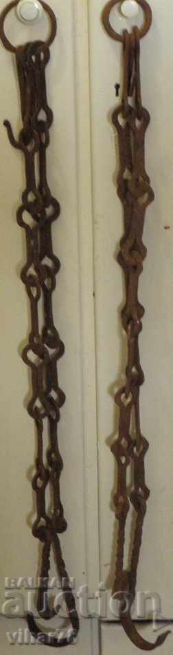 Delivery of Forged chain 2 pieces lot with hook, hearth hook Delivery of Forged chain 2 pieces lot with hook, hearth hook