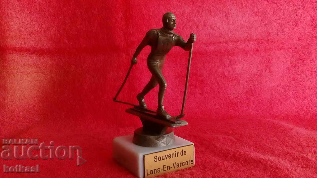 Metal alloy white bronze aluminum figure of a Skier - 6 Metal alloy white bronze aluminum figure of a Skier - 6