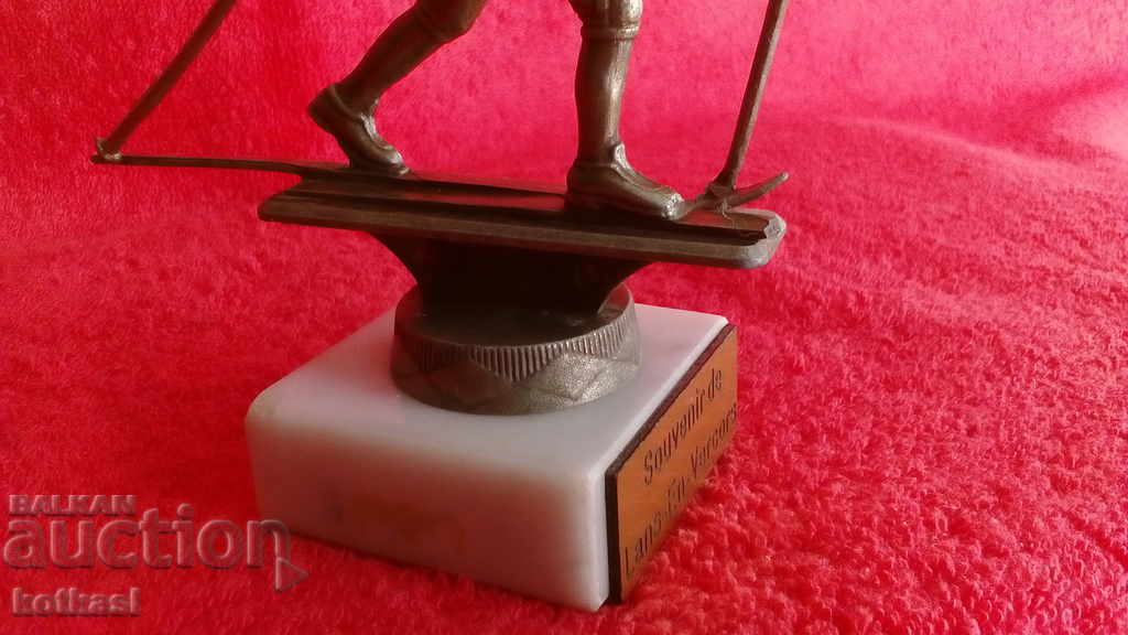 Metal alloy white bronze aluminum figure of a Skier - 7 Metal alloy white bronze aluminum figure of a Skier - 7