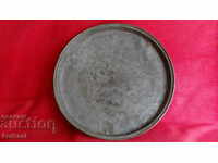 Old copper tray, diameter 40.30 cm.