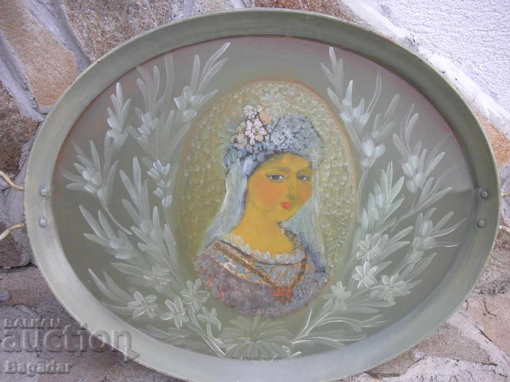 Δημοπρασία Παλιό ζωγραφισμένο μεγάλο δίσκο τάβλι Δημοπρασία Παλιό ζωγραφισμένο μεγάλο δίσκο τάβλι