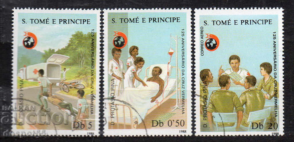 1988. Sao Tome și Prince. 125 de ani de Cruce Roșie Internațională