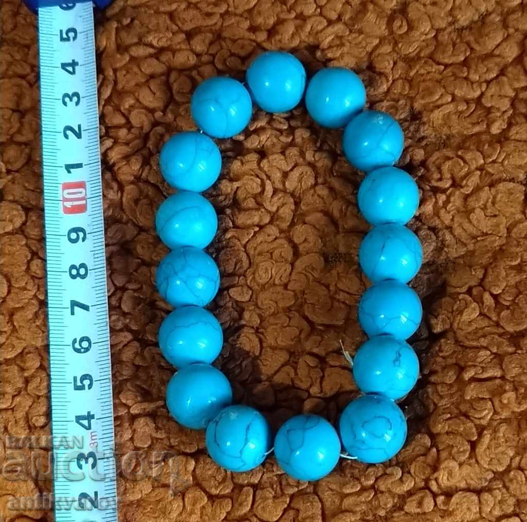 Glass bracelet, necklace, blue balls