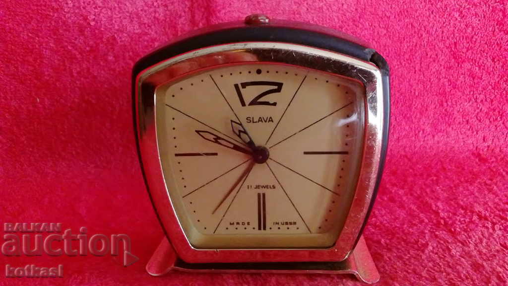 Old Soviet desk clock Alarm clock Slava SLAVA USSR Russia - 7