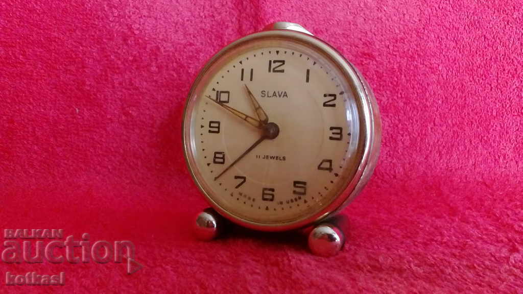 Old Soc Clock Alarm Clock Slava SLSVA Mother of Pearl USSR Russia - 6 Old Soc Clock Alarm Clock Slava SLSVA Mother of Pearl USSR Russia - 6