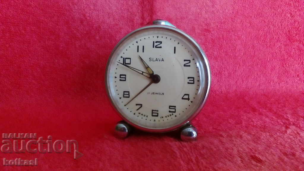 Old Social Mother of Pearl Clock Alarm Clock Slava SLAVA USSR Russia - 6 Old Social Mother of Pearl Clock Alarm Clock Slava SLAVA USSR Russia - 6