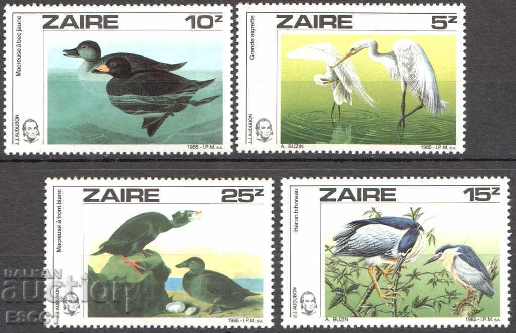Чисти марки  Фауна Птици 1985 Надпечатки 1994 от Заир