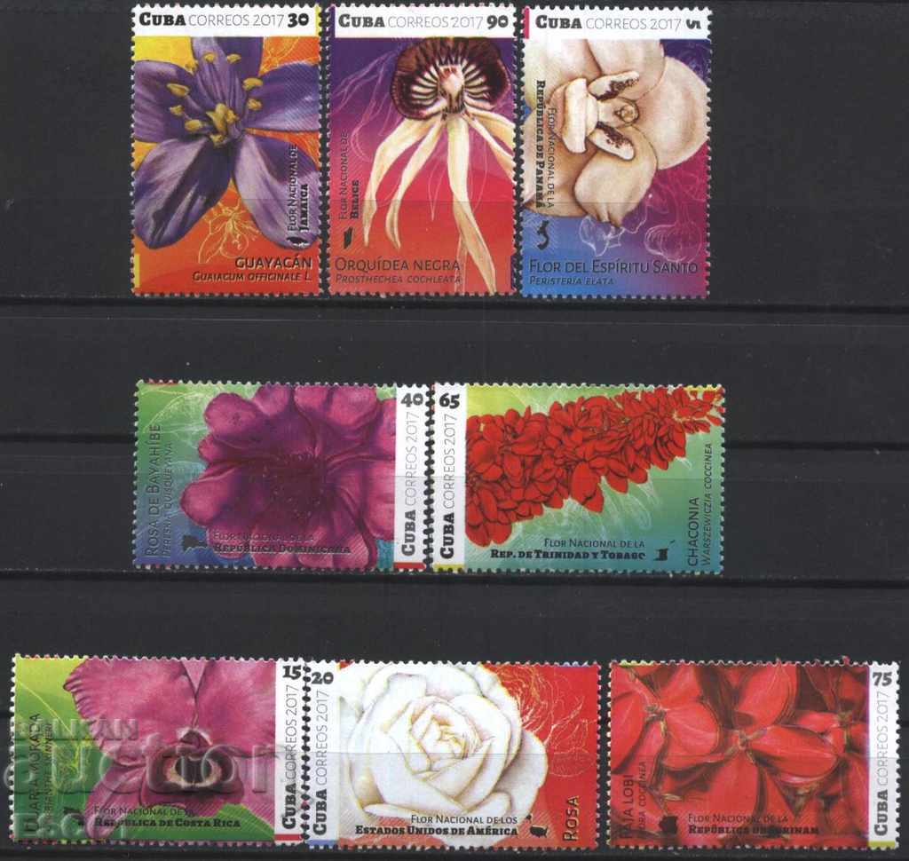 Чисти марки Флора Цветя 2017 от Куба
