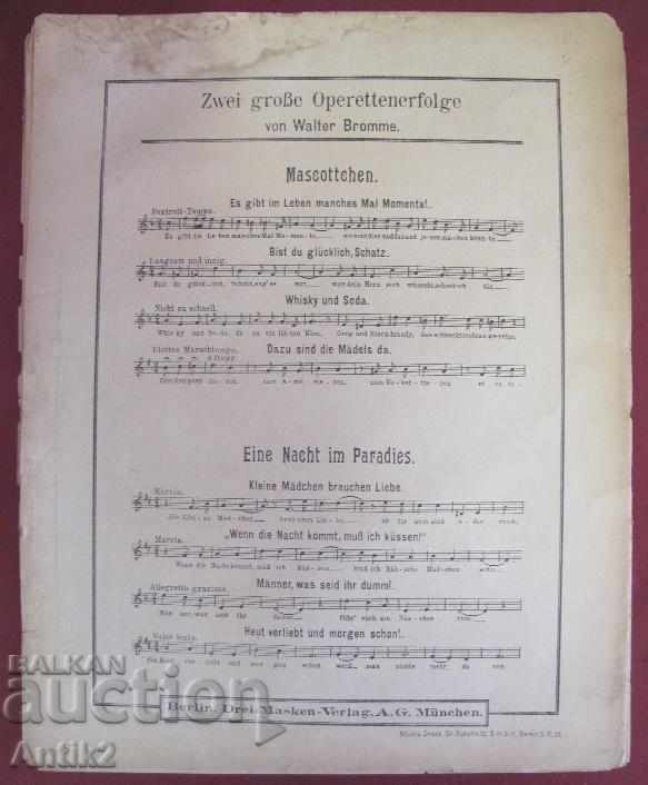 Delivery of 1910 Full Score Poster Music Walter Bromme Foxtrott-tempo Delivery of 1910 Full Score Poster Music Walter Bromme Foxtrott-tempo