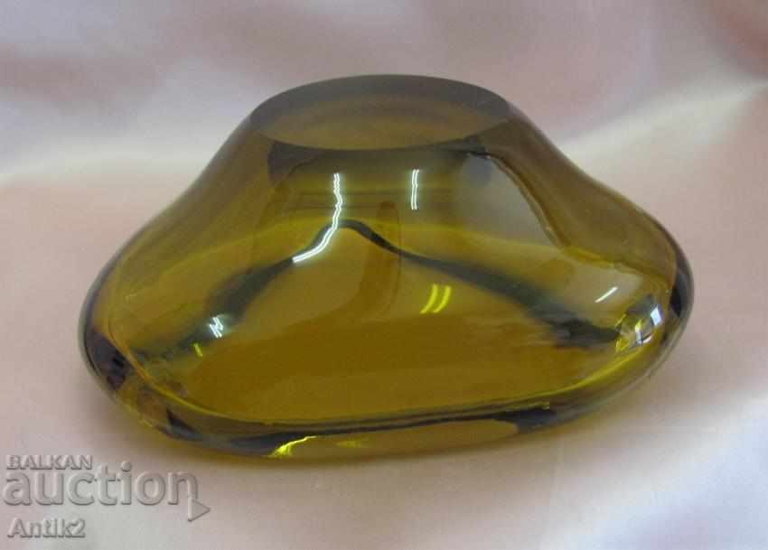 Auction Antique Hand Grinded Crystal Ashtray Czechoslovakia Auction Antique Hand Grinded Crystal Ashtray Czechoslovakia