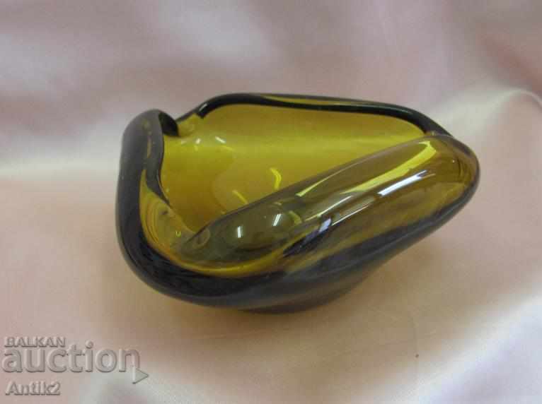 Antique Hand Grinded Crystal Ashtray Czechoslovakia - 5 Antique Hand Grinded Crystal Ashtray Czechoslovakia - 5