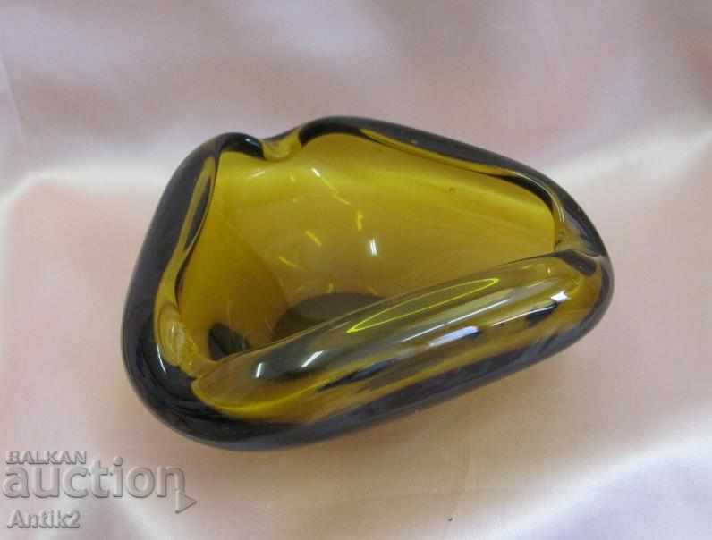 Antique Hand Grinded Crystal Ashtray Czechoslovakia - 6 Antique Hand Grinded Crystal Ashtray Czechoslovakia - 6