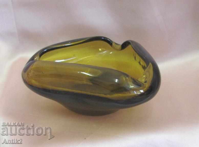 Antique Hand Grinded Crystal Ashtray Czechoslovakia - 7 Antique Hand Grinded Crystal Ashtray Czechoslovakia - 7