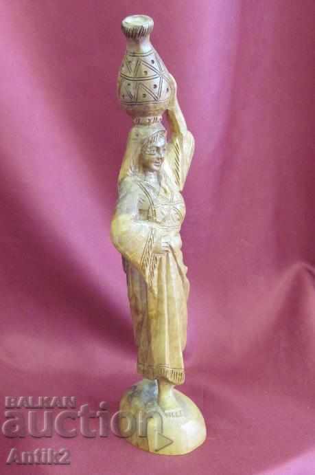 Auction 40s Handmade Wooden Figure - Girl Israel Auction 40s Handmade Wooden Figure - Girl Israel