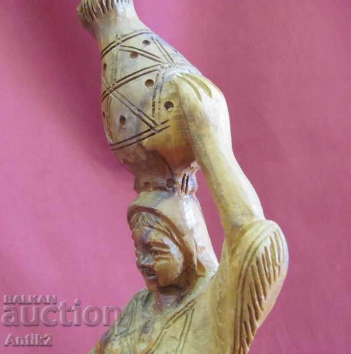 40s Handmade Wooden Figure - Girl Israel - 6 40s Handmade Wooden Figure - Girl Israel - 6