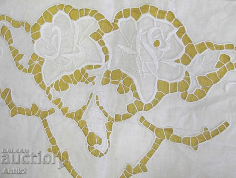 19th century 2 pieces Tablecloths cut embroidery - 5 19th century 2 pieces Tablecloths cut embroidery - 5