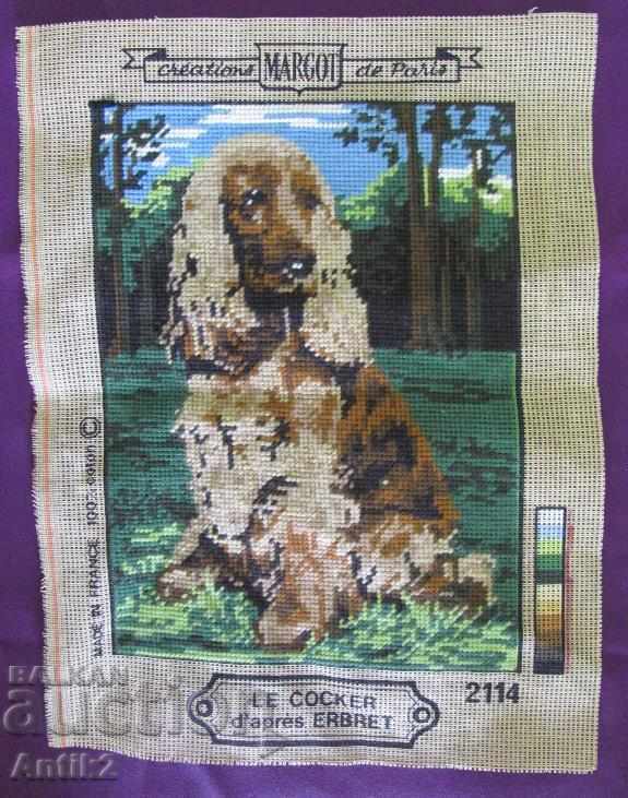 Old Hand Sheet Tapestry Dog France