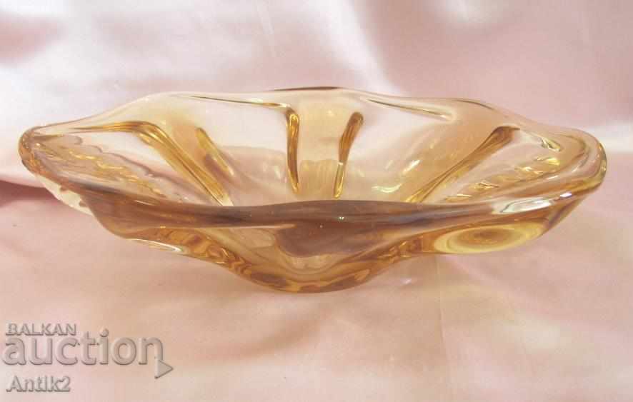 Old Crystal Glass Massive Heavy Cup, Fruit - 5