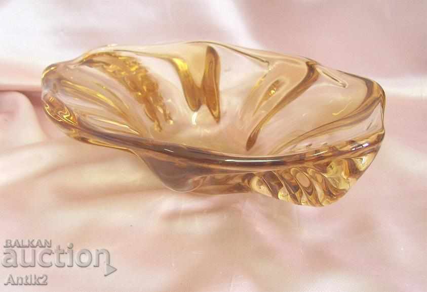 Old Crystal Glass Massive Heavy Cup, Fruit - 6