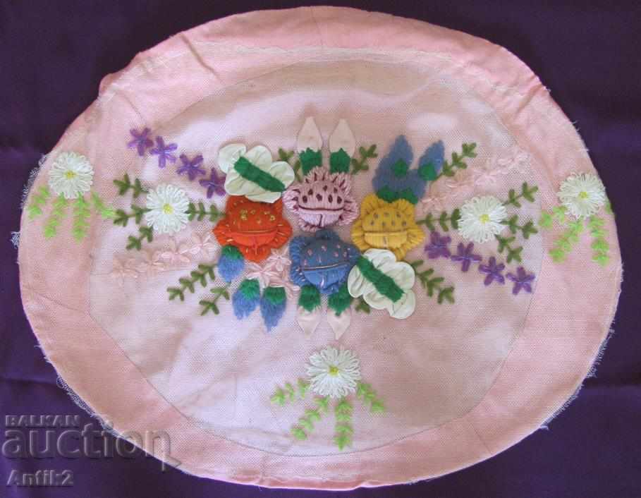 30s Hand Embroidered Pillow Case