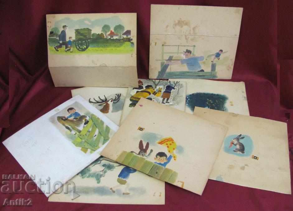 50-те Оригинални Рисунки Проект за Детска Книжка-Акварели