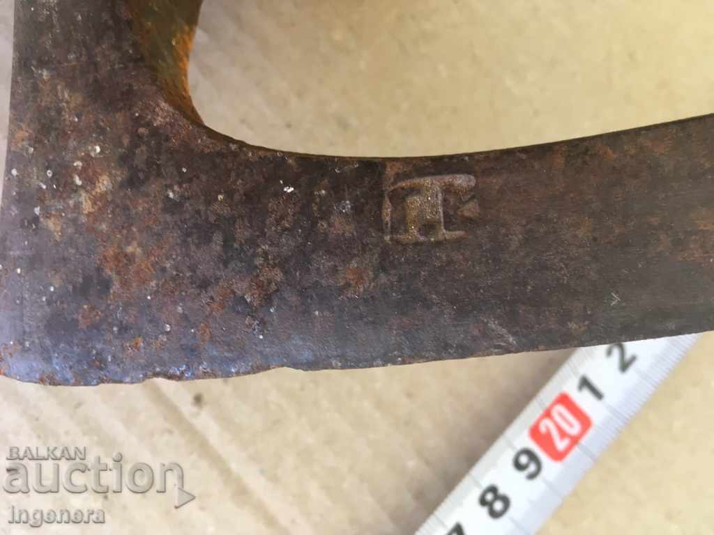 OLD FORGED AXE MARKED SMALL TOOL with price € 8.00 | 15.65 BGN
