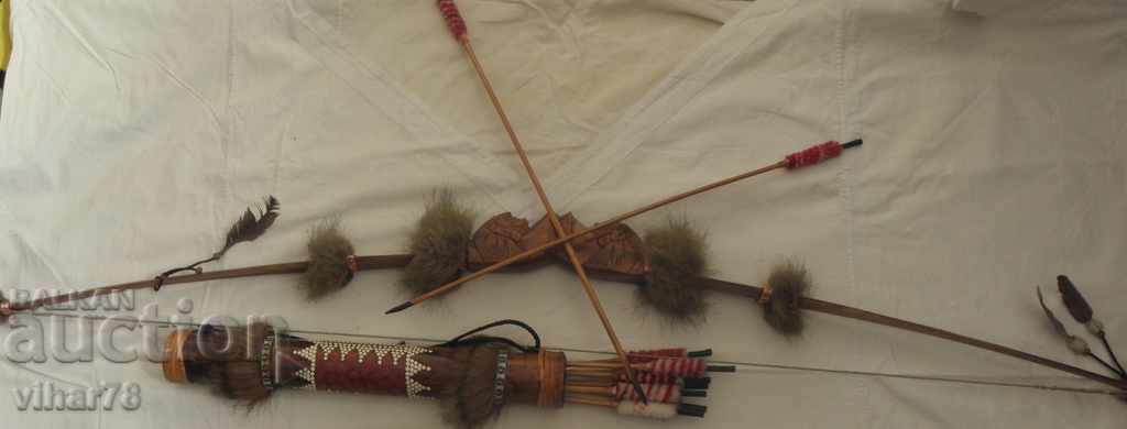 Large Wooden Bow WITH ARROWS - 6