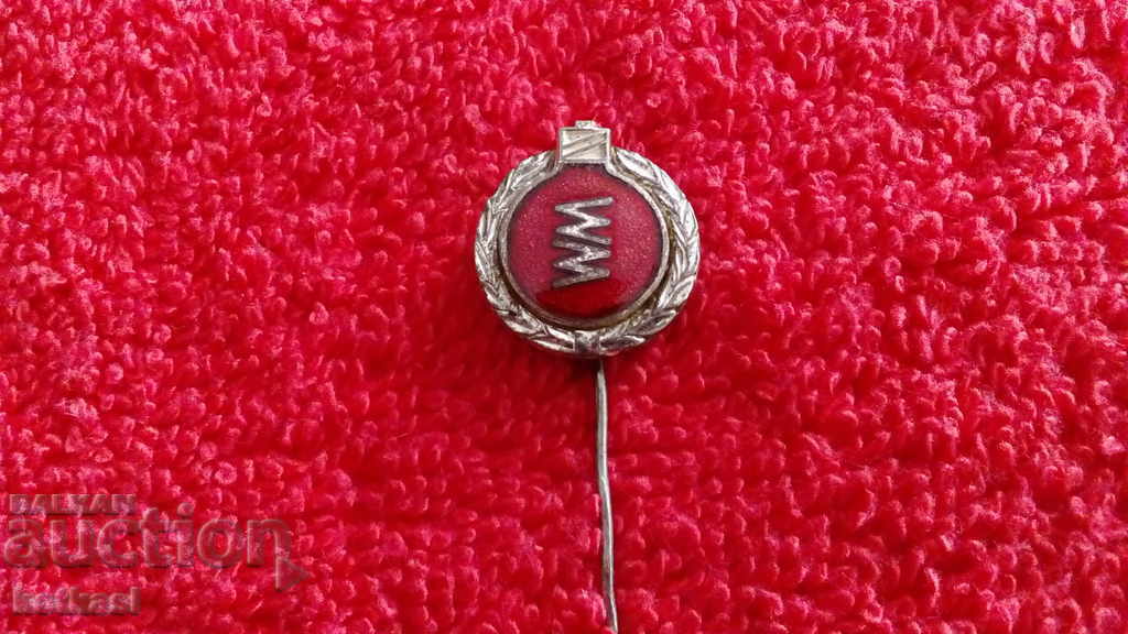 Old metal bronze badge pin enamel light bulb