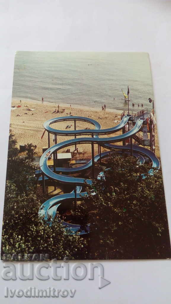 Golden Sands Aquamarine Postcard 1985