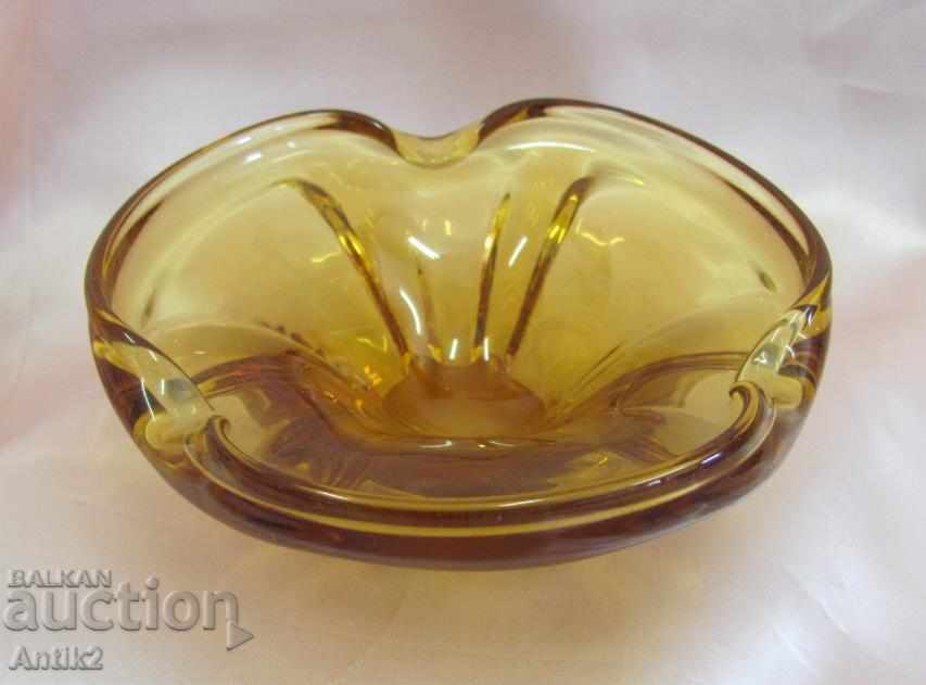 Δημοπρασία Παλιά κρυστάλλινα κεχριμπάρι γυάλινο τασάκι Δημοπρασία Παλιά κρυστάλλινα κεχριμπάρι γυάλινο τασάκι