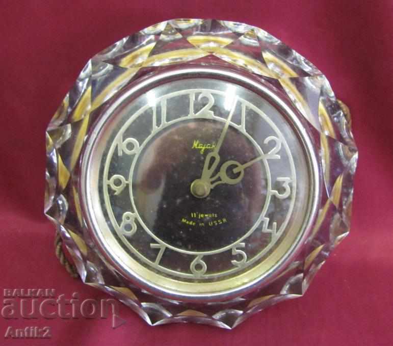 60s Star Crystal Glass Clock Majak USSR
