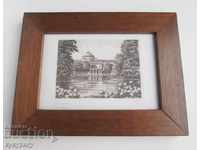Old Little German Painting Lithograph "Landscape from Germany"