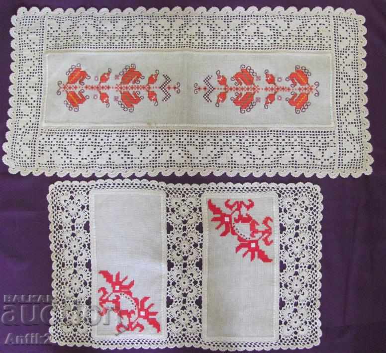Old 2 Piece Carriages, Handmade Embroidered Tablecloths