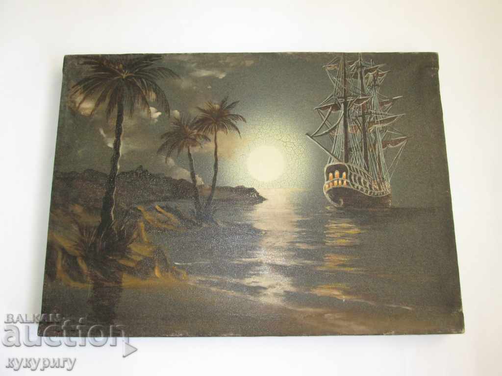 Old painting Night Sea Landscape oil on canvas - 5 Old painting Night Sea Landscape oil on canvas - 5
