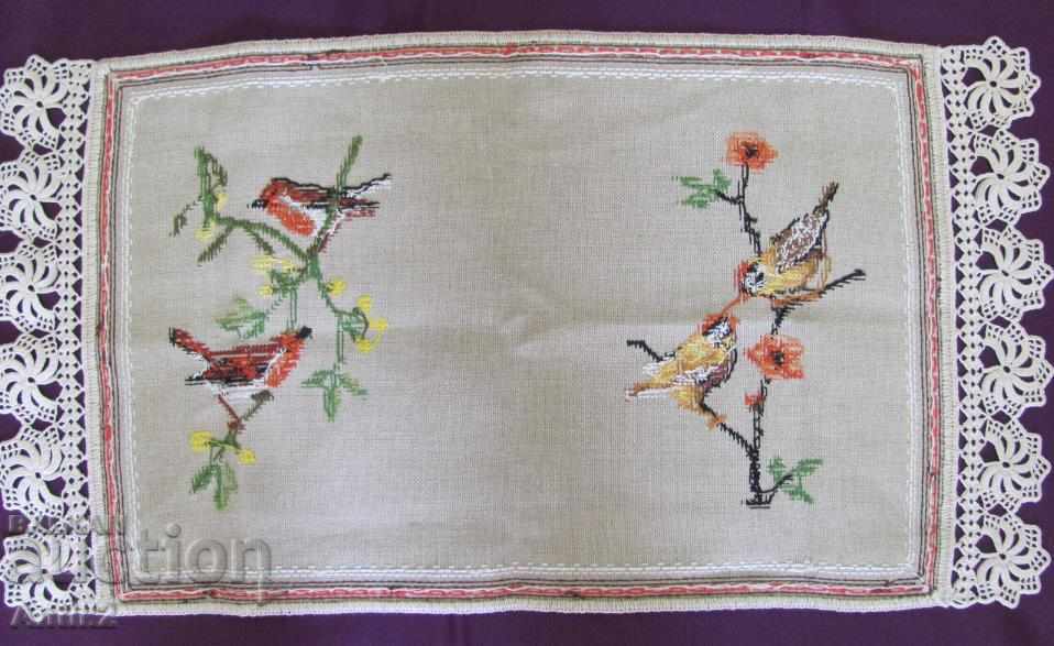 Old hand embroidery and lace box, tablecloth - 6