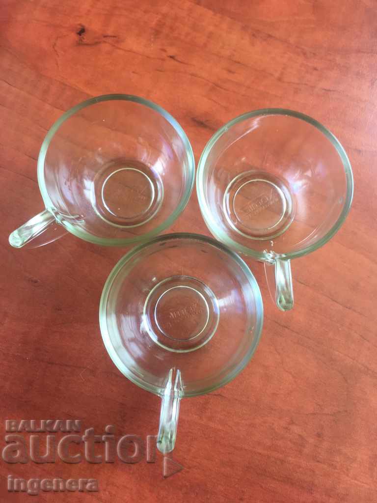 CEȘTI DE CAFEA STICLĂ-CEHOSLOVACIA-3 BUC