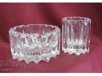Old Crystal Glass Set Ashtray & Cigarette Cup