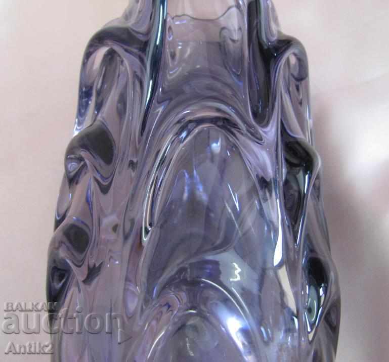 Old Murano Crystal Glass Solid Purple Vase - 5 Old Murano Crystal Glass Solid Purple Vase - 5