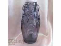Old Murano Crystal Glass Solid Purple Vase