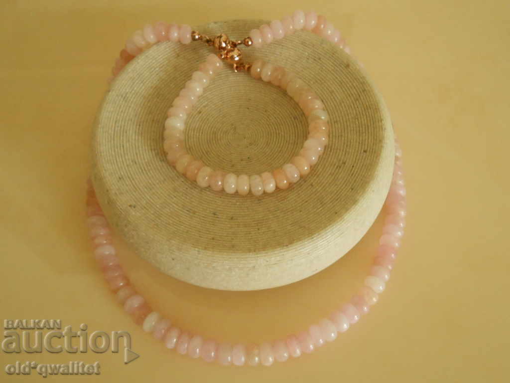 BRACELET and NECKLACE with pink MORGANITE, Silver 925 with gold plating - 5 BRACELET and NECKLACE with pink MORGANITE, Silver 925 with gold plating - 5